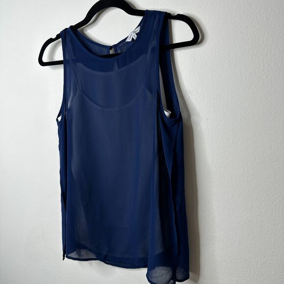 Naked Zebra Flowy Sheer Blue Sleeveless Overtop With White Cami Underneath S - Picture 6 of 11